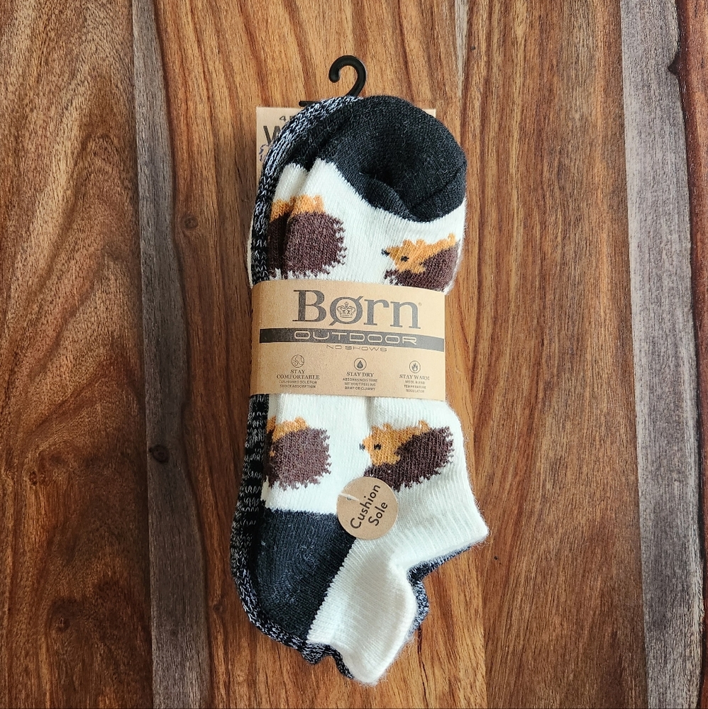 Cute Hedgehog No Show Socks Born Size 4-10 Wool Blend 4 Pair NWT